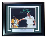 Larry Bird Signed Framed 8x10 Celtics Shirt Pull Photo w/ Magic Johnson Bird+JSA - Sports Integrity