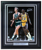 Larry Bird Magic Johnson Signed Framed 16x20 Boston Celtics Lakers Photo JSA+BAS