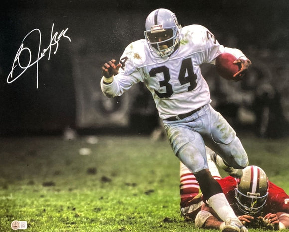 Bo Jackson Signed 16x20 Oakland Raiders White Jersey Photo BAS - Sports Integrity