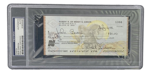 Bob Gibson St. Louis Cardinals Signed Slabbed Bank Check #1398 PSA/DNA - Sports Integrity