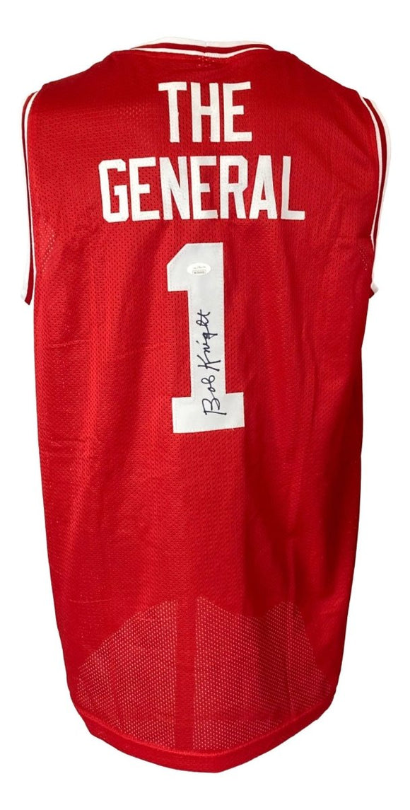 Bob Knight Indiana Signed Red Basketball Jersey JSA - Sports Integrity