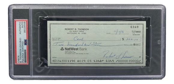 Bobby Thomson New York Giants Signed Bank Check PSA/DNA 85025558 - Sports Integrity