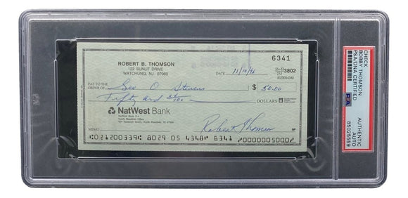 Bobby Thomson New York Giants Signed Bank Check PSA/DNA 85025559 - Sports Integrity