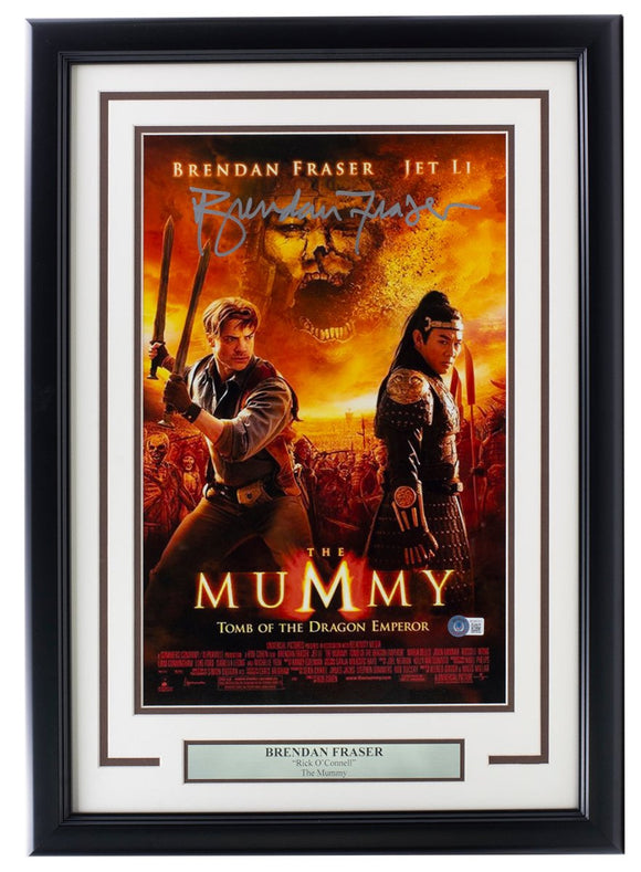 Brendan Fraser Signed Framed 11x17 The Mummy Poster Photo BAS - Sports Integrity