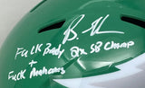 Brandon Graham Signed Eagles FS Kelly Green Rep Helmet F Brady Mahomes 2x SB BAS