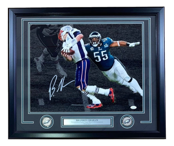 Brandon Graham Signed Framed 16x20 Eagles SB 52 Strip Sack Front Spot Photo JSA - Sports Integrity