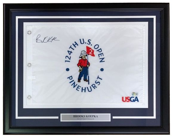 Brooks Koepka Signed Framed 124th PGA US Open Golf Flag BAS - Sports Integrity