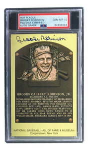 Brooks Robinson Signed Orioles Hall of Fame Plaque Postcard PSA/DNA Gem MT 10 - Sports Integrity