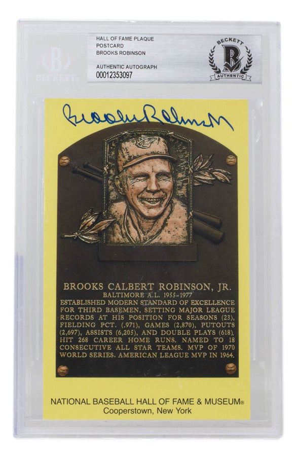 Brooks Robinson Signed Slabbed Orioles Hall of Fame Plaque Postcard BAS 097 - Sports Integrity