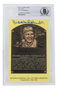 Brooks Robinson Signed Slabbed Orioles Hall of Fame Plaque Postcard BAS 115 - Sports Integrity