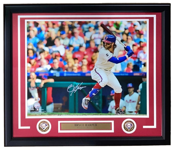 Bryce Harper Signed Framed 16x20 Phillies Cream Jersey Photo Fanatics+MLB - Sports Integrity