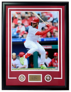 Bryce Harper Framed 16x20 Philadelphia Phillies Photo w/ Laser Engrave Signature - Sports Integrity