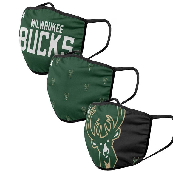 Milwaukee Bucks 3 Pack of Reusable Face Covers - Sports Integrity