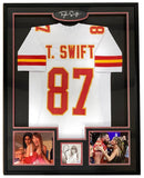 Taylor Swift Framed White Football Jersey w/ Signed Insert PSA/DNA