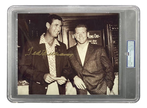 Ted Williams Signed Slabbed 8x10 Red Sox Photo w/ Mickey Mantle PSA Mint 9