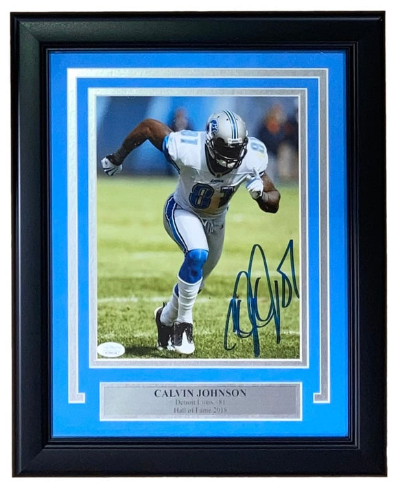 Calvin Johnson Signed Framed 8x10 Detroit Lions Photo JSA Hologram - Sports Integrity