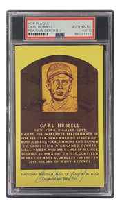 Carl Hubbell Signed 4x6 New York Giants Hall Of Fame Plaque Card PSA/DNA 85027771 - Sports Integrity