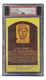 Carl Hubbell Signed 4x6 New York Giants Hall Of Fame Plaque Card PSA/DNA 85027771 - Sports Integrity