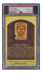 Carl Hubbell Signed 4x6 New York Giants Hall Of Fame Plaque Card PSA/DNA 85027776 - Sports Integrity