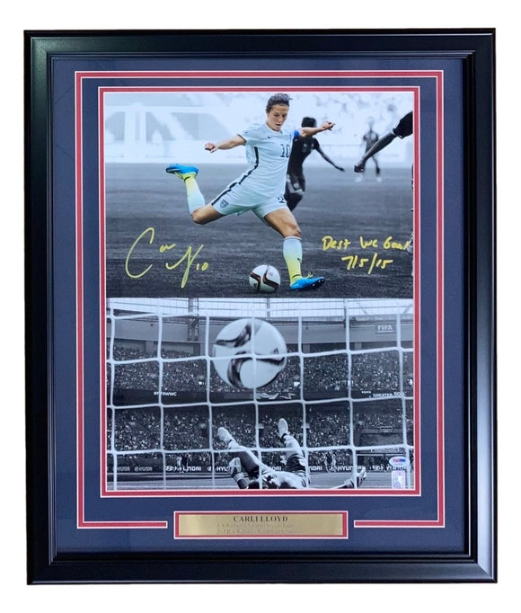 Carli Lloyd Signed Framed 16x20 Soccer Photo Best WC Goal Inscribed PSA/DNA - Sports Integrity