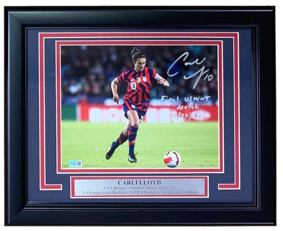 Carli Lloyd Signed Framed 8x10 USA Soccer Photo Final Match Inscribed Steiner CX - Sports Integrity