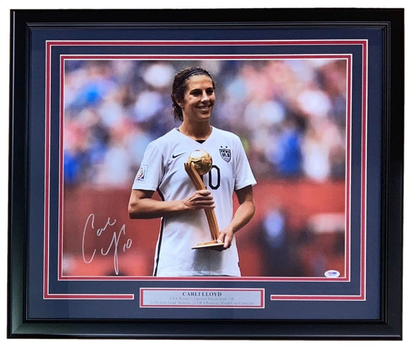 Carli Lloyd Signed Framed 16x20 USA World Cup Trophy Photo PSA/DNA - Sports Integrity