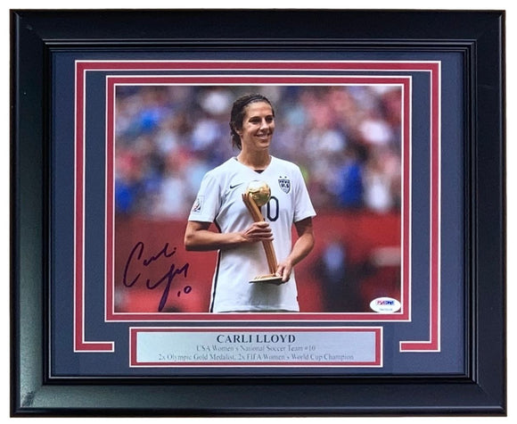 Carli Lloyd Signed Framed 8x10 USA World Cup Trophy Photo PSA/DNA - Sports Integrity