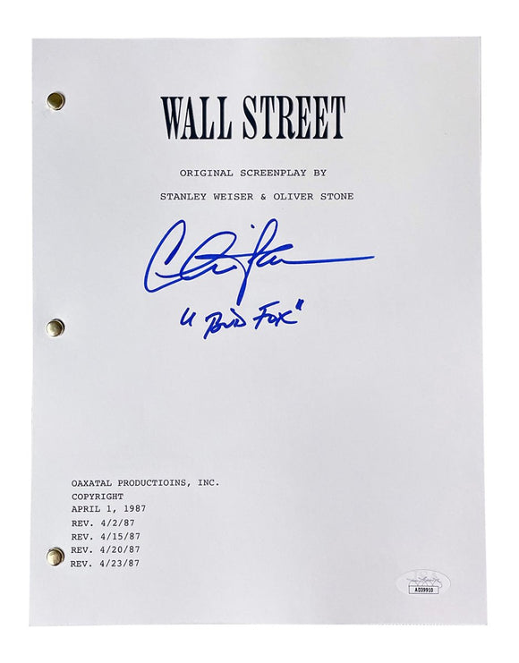 Charlie Sheen Signed Wall Street Movie Script Bud Fox Inscription JSA - Sports Integrity