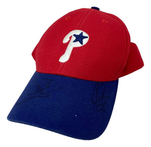 Chase Utley Jamie Moyer Signed Philadelphia Phillies Adjustable Hat JSA - Sports Integrity