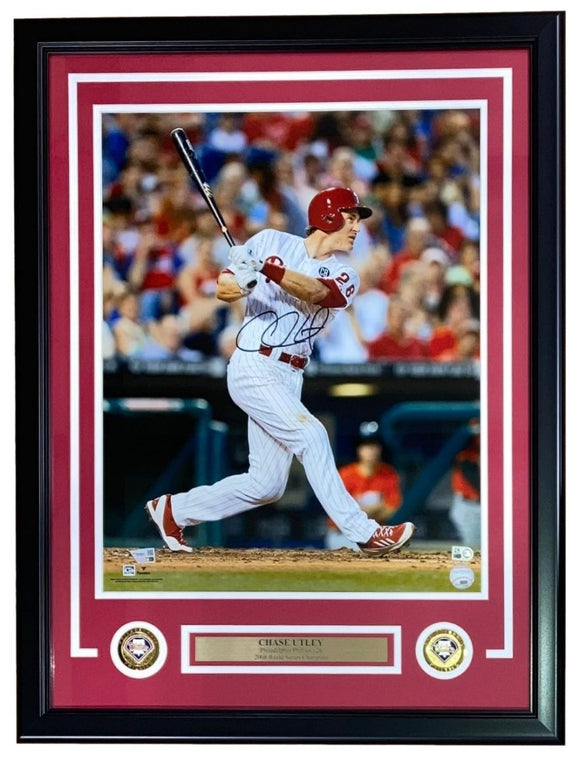 Chase Utley Signed Framed 16x20 Philadelphia Phillies Photo Fanatics - Sports Integrity