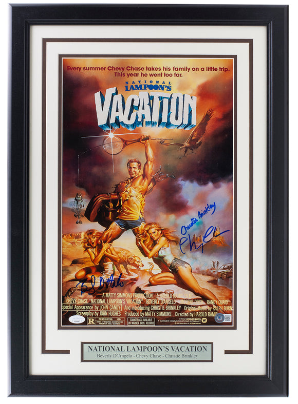 Chevy Chase D'Angelo Brinkley Signed Framed 11x17 Lampoons Vacation Photo JSA