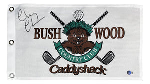 Chevy Chase Top Signed Bush Wood Caddyshack Golf Flag BAS - Sports Integrity