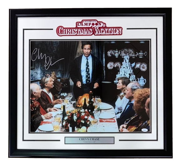 Chevy Chase Signed Framed 16x20 Christmas Vacation Turkey Photo JSA Hologram - Sports Integrity