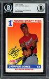 Chipper Jones Bottom Signed 1991 Score #671 Atlanta Braves Rookie Card BAS - Sports Integrity