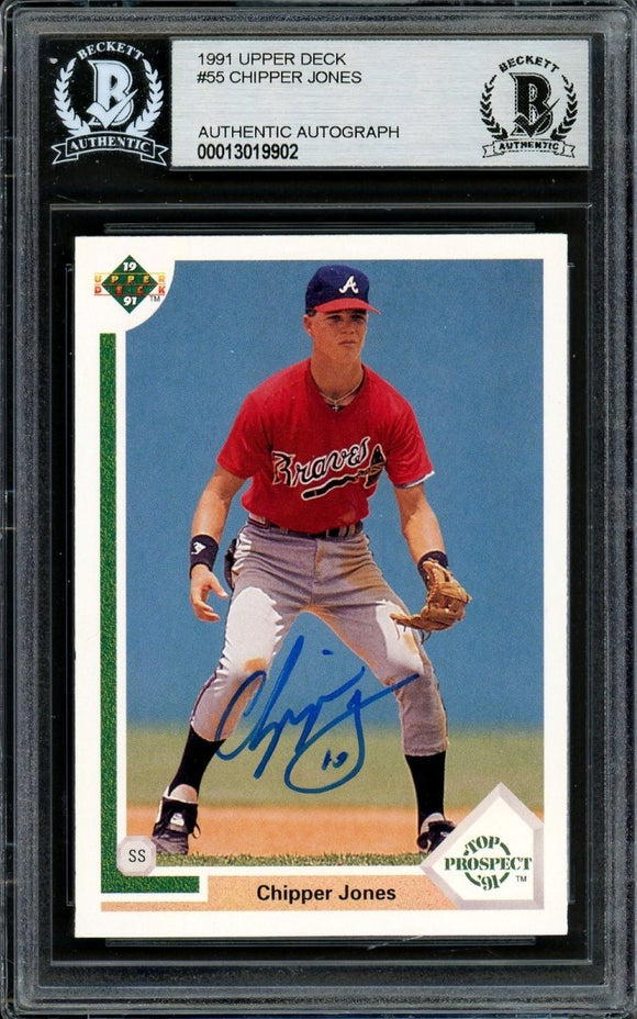 Chipper Jones Signed 1991 Upper Deck #55 Atlanta Braves Rookie Card BAS - Sports Integrity