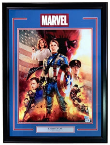 Chris Evans Signed Framed 16x20 Captain America Collage Photo BAS LOA - Sports Integrity