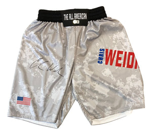 Chris Weidman Signed Custom Gray MMA Fight Trunks BAS - Sports Integrity