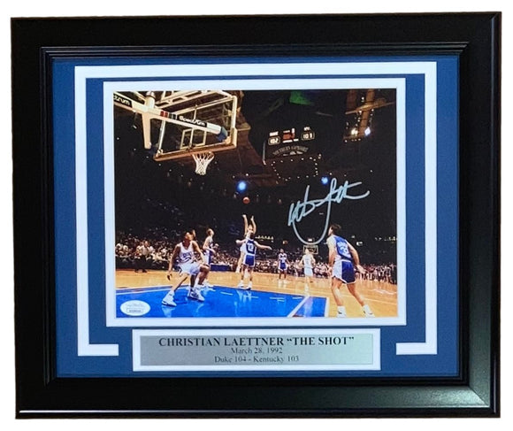 Christian Laettner Signed Framed 8x10 Duke Blue Devils The Shot Photo JSA ITP - Sports Integrity