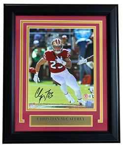 Christian McCaffrey Signed Framed 8x10 San Francisco 49ers Photo BAS - Sports Integrity