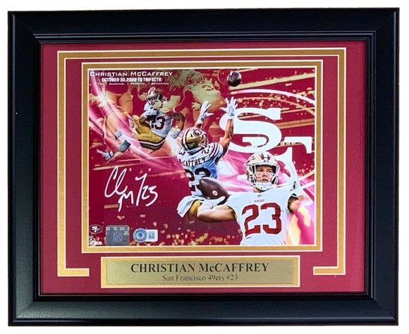 Christian McCaffrey Signed Framed 8x10 San Francisco 49ers Collage Photo BAS - Sports Integrity