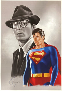 Christopher Reeves 13x19 Superman Lithograph Signed by Tony Santiago - Sports Integrity