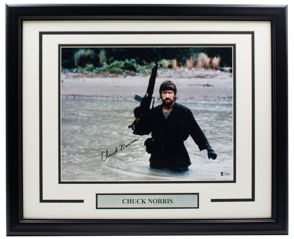 Chuck Norris Signed Framed Missing In Action 11x14 Photo BAS - Sports Integrity