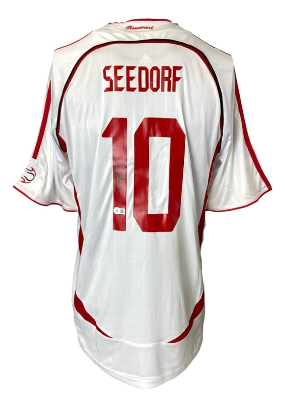 Clarence Seedorf Signed AC Milan White Adidas Soccer Jersey BAS - Sports Integrity