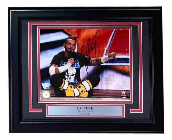 CM Punk Signed Framed 8x10 WWE Pipe Bomb Photo Fanatics