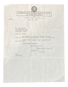 Connie Mack Philadelphia Athletics Signed Hand Written Letter BAS A31888 Auto 10 - Sports Integrity