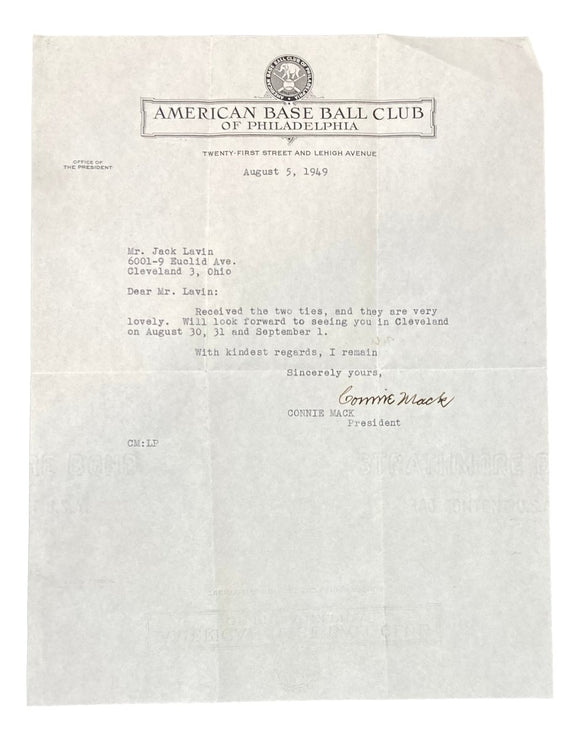 Connie Mack Philadelphia Athletics Signed Hand Written Letter BAS A31891 - Sports Integrity