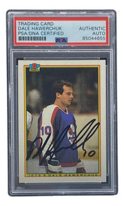 Dale Hawerchuk Signed 1990 Bowman #129 Buffalo Sabres Hockey Card PSA/DNA - Sports Integrity