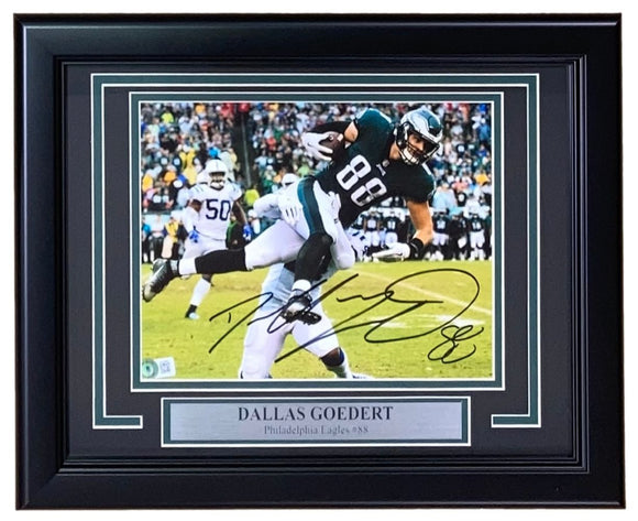 Dallas Goedert Signed Framed 8x10 Philadelphia Eagles vs Colts Photo BAS - Sports Integrity