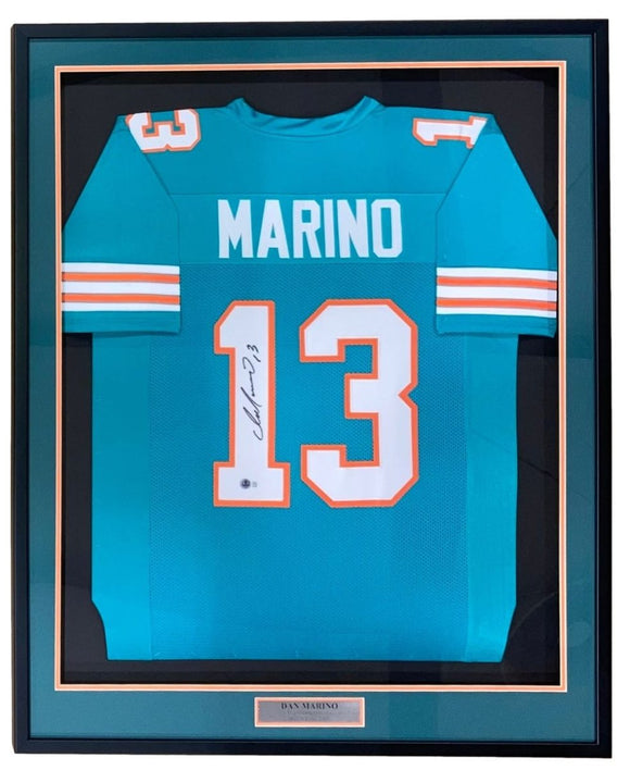 Dan Marino Miami Signed Framed Custom Teal Football Jersey BAS - Sports Integrity