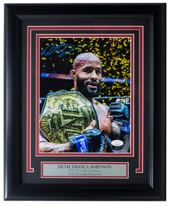 Demetrious Mighty Mouse Johnson Signed Framed 8x10 UFC Photo JSA - Sports Integrity